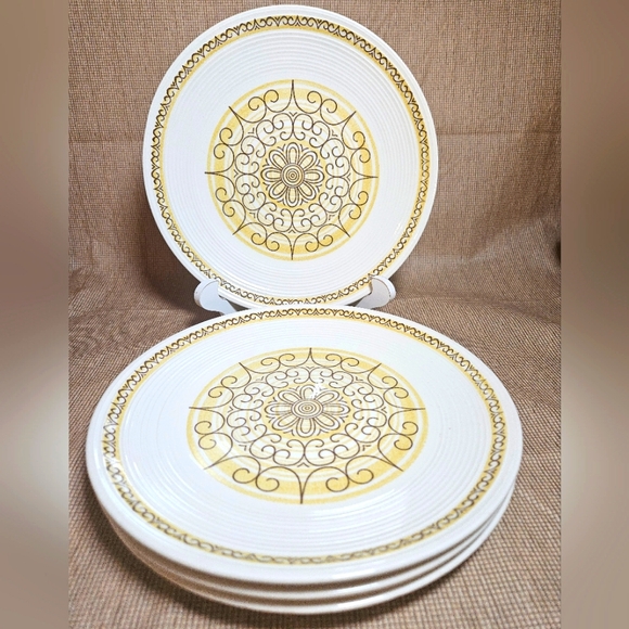 VTG Max Schonfeld Kilns Of MS Sierra Ironstone Dinner Plate Yellow Floral 70s - Picture 2 of 12